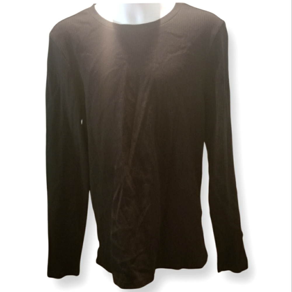 1901 Solid Black Ribbed Pullover - image 1